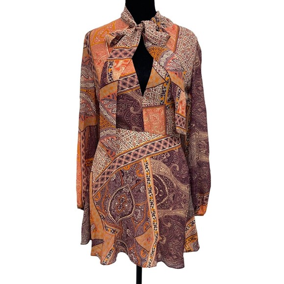 Divine Heritage Dresses & Skirts - Divine Heritage Revolve Paisley Tie Neck Dress in Orchid‎ Size S NWT